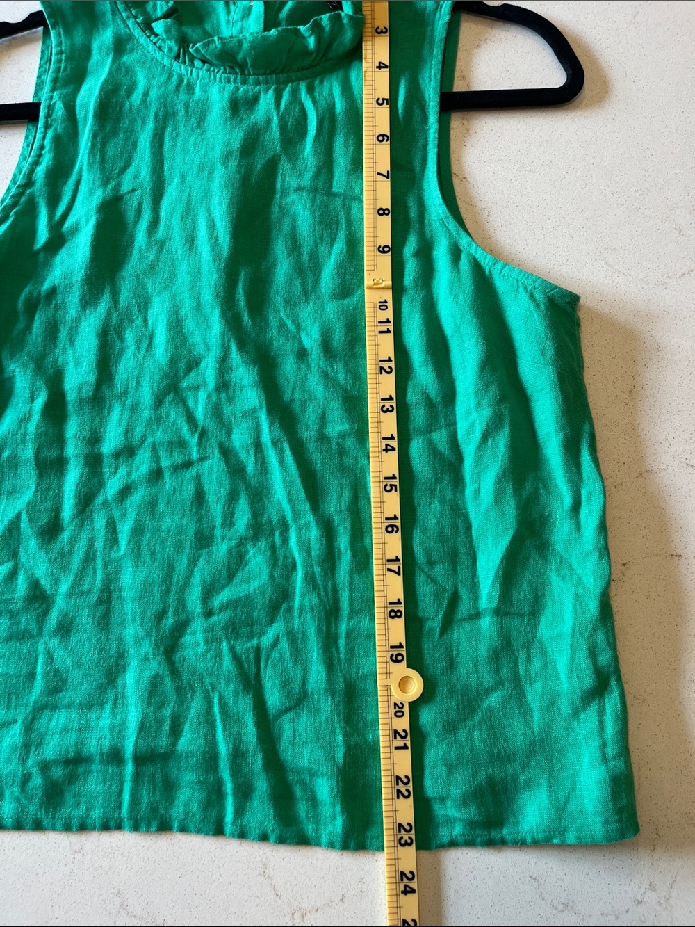 J. Crew Linen Emerald Ruffle Mock Neck Sleeveless Top - Picture 6 of 6